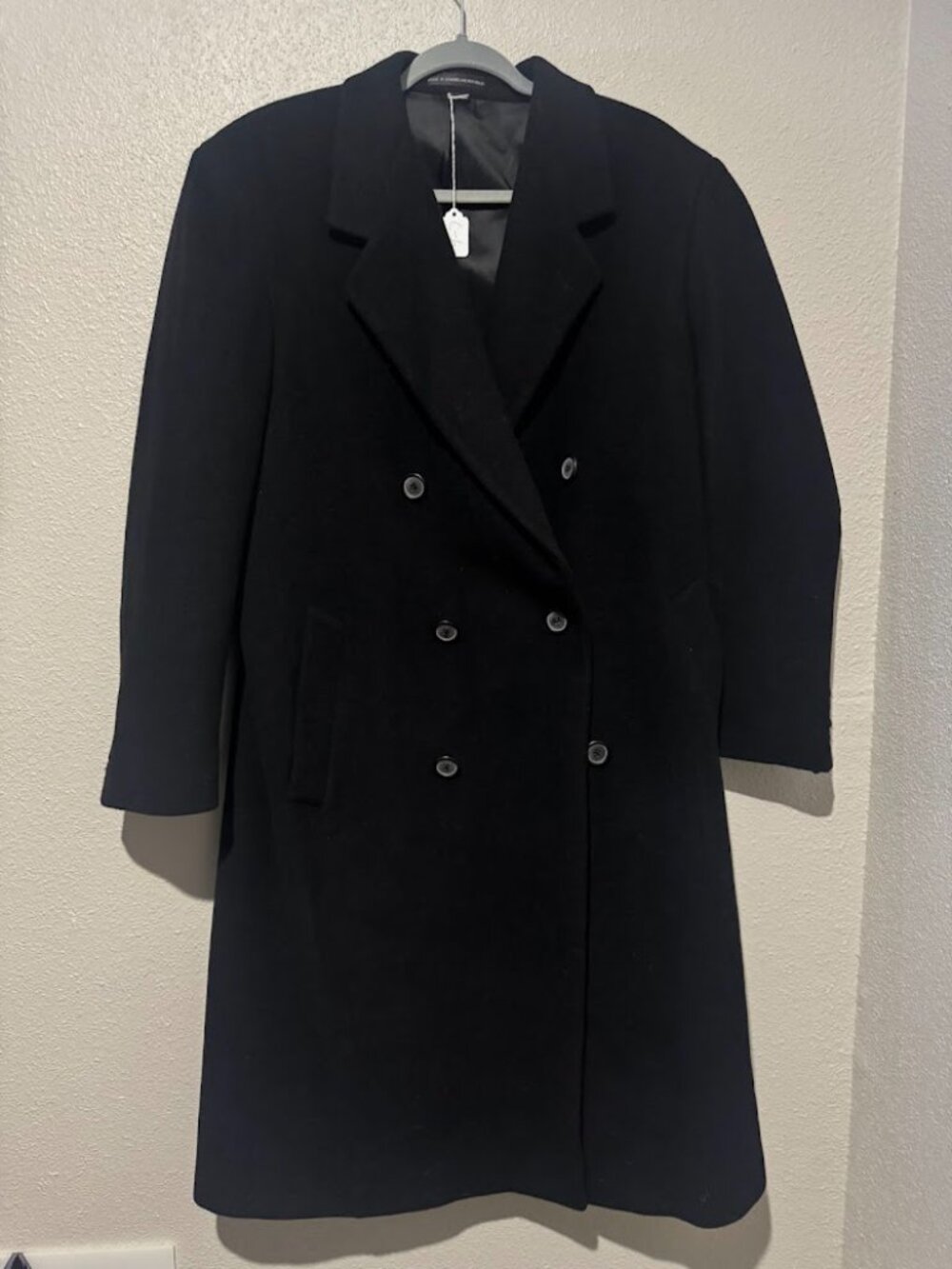 Vintage London Fog Black Double Breasted Overcoat 40R